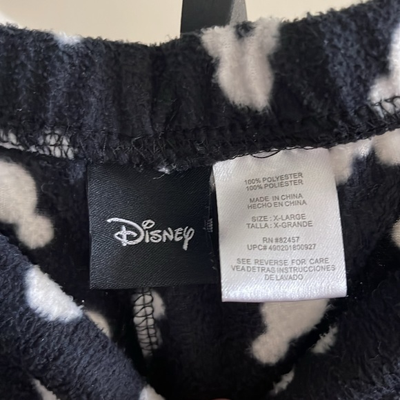 Disney Sz XL Black PJ Pants with White Mickey Silhouette Design - Picture 3 of 9